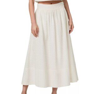 249$ PAIGE Ojai Cotton Floral Eyelet A Line Midi Skirts Side Zip Size 2 White